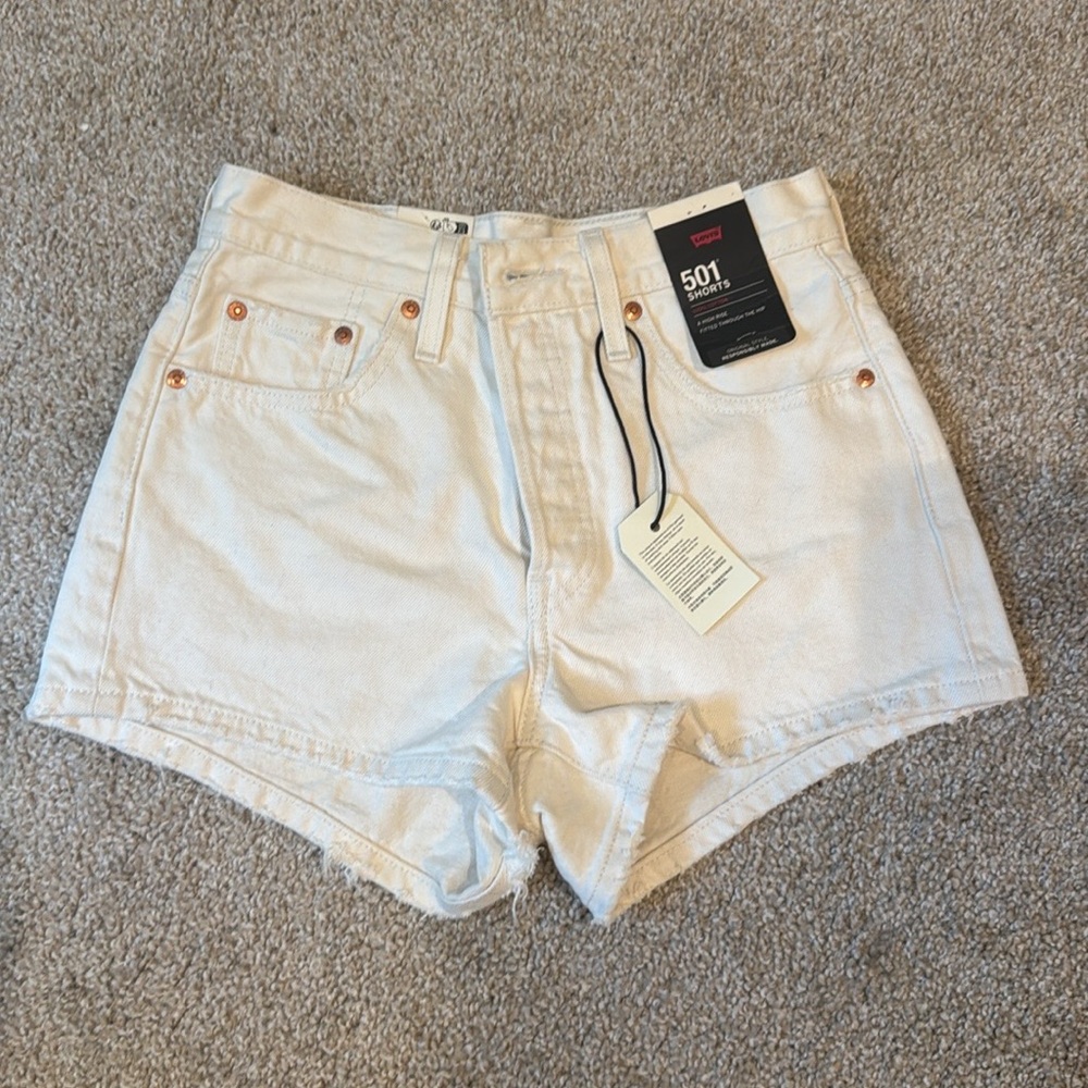 Levi's 501 White/cream Denim Shorts Vintage-Inspired Casual on Disco White